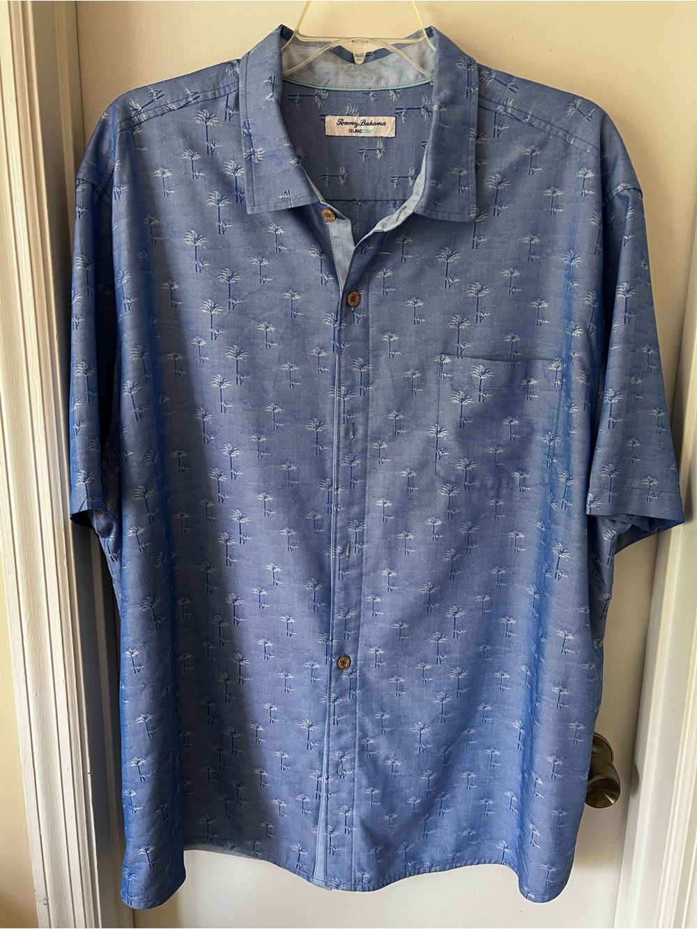 Tommy Bahama Island Zone Light Blue Palm-Print Camp Shirt